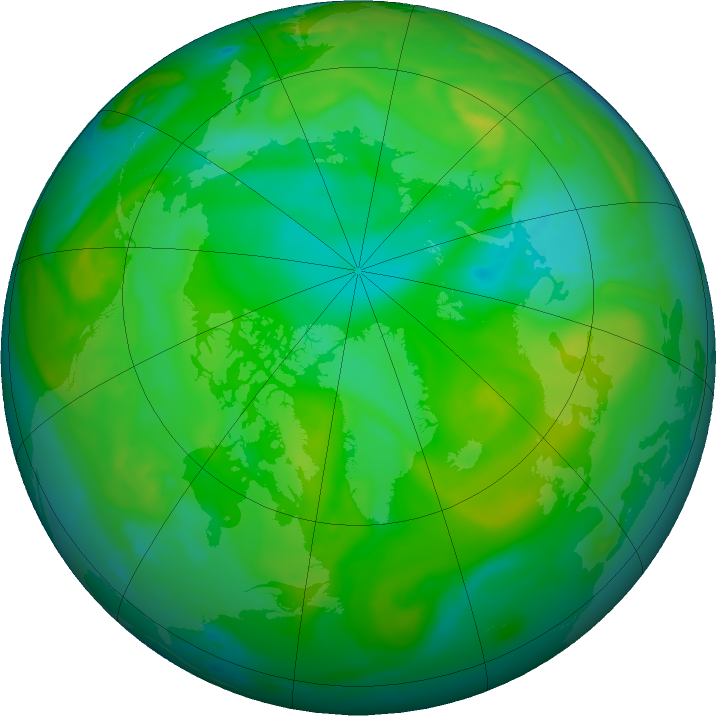 Arctic ozone map for 09 July 2020
